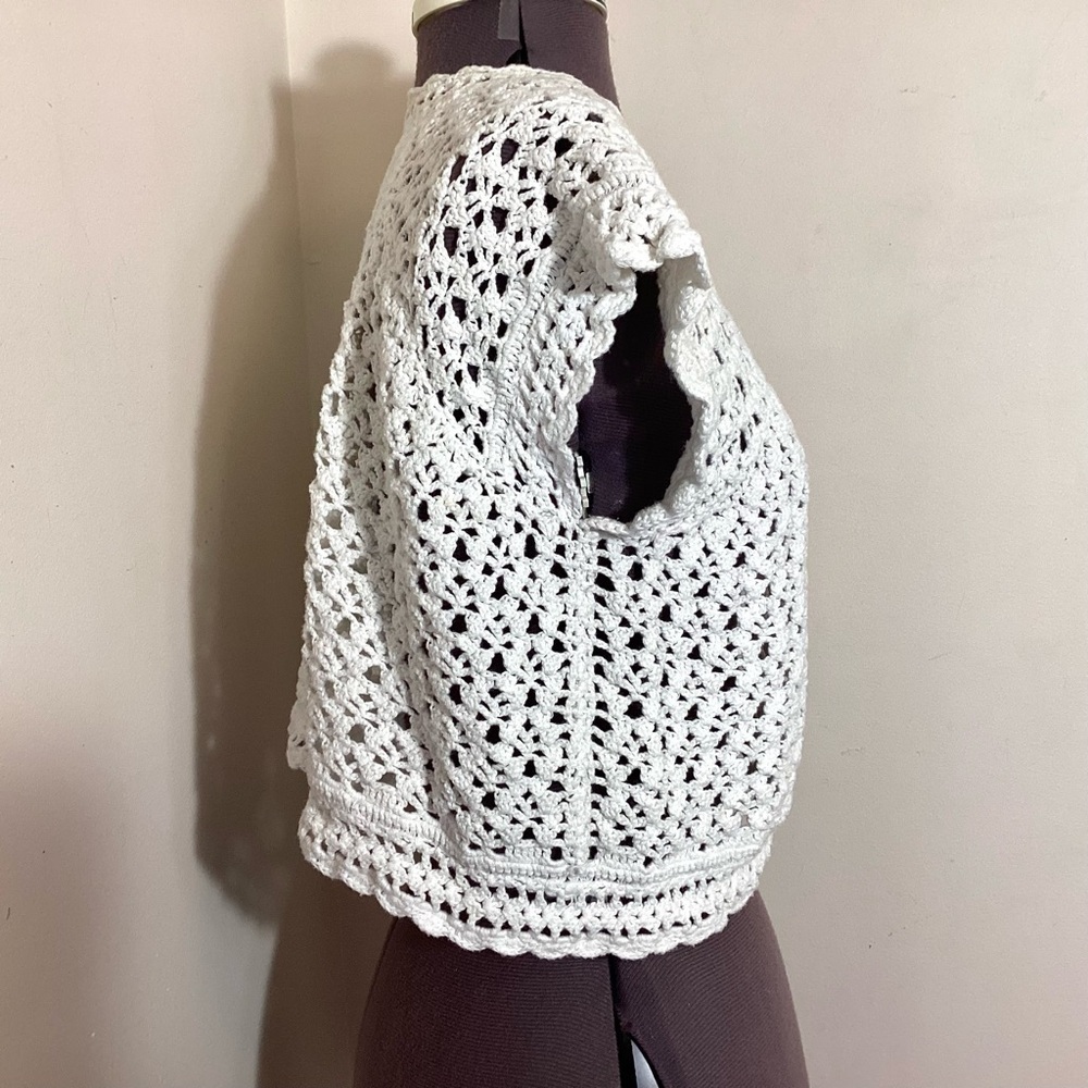 Dressbarn Y2K Crochet Lace Cropped Shrug Bolero Cardigan Vest 1X - Picture 3 of 13